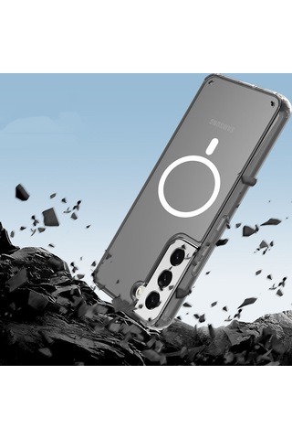 Galaxy S22 Plus Uyumlu Magsafe Şarj Özellikli Şeffaf Sert Pc Zore Embos Kılıf-renksiz Renksiz