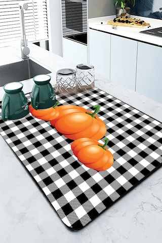 Turuncu Bal Kabağı Microfiber Bulaşık Kurutma Matı Mm021