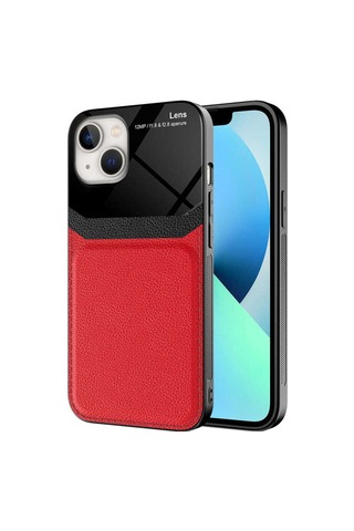 Apple Uyumlu iPhone 13 Kılıf Zore Emiks Kapak Kırmızı
