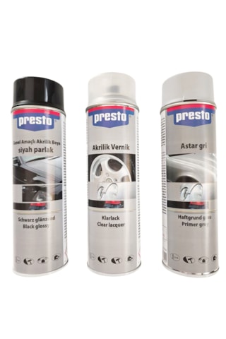 Presto Piano Black Sprey Boyama Seti+vernik+astar 500 Ml.