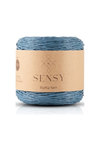 Sensy Premium 250 Gr Doğal Kağıt Ip, Hasır Kağıt Iplik, Rafya, Çanta, Supla, Şapka Ipi, 250m Mavi