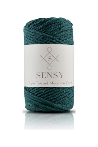 Sensy Premium 3 Büküm Makrome Ipi 3mm Üç Büküm Taranan Halat Ip 3lü Set Sütlü Kahve-nefti Yeşil-ekru