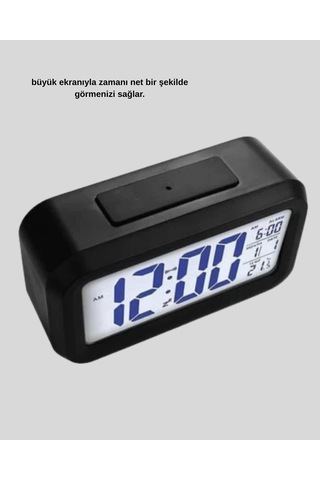 Mey İthalat Sensörlü Dijital Masa Saati Alarm Ve Sıcaklık Göstergeli Çok Renkli