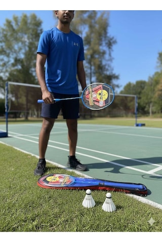 Profesyonel Kalite Çantalı Bedminton Seti 2 Raket 1 Top Badminton Seti Çok Renkli - 789612491