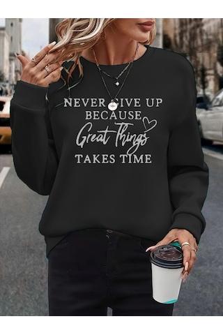 Leyla Sanat Sanata Yeni Bir Bakış Açısı Kadın Uzun Kollu Yuvarlak Yaka Iki Iplik Şardonlu Bluz Siyah