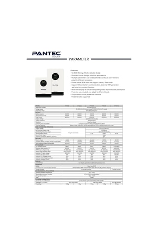 Pantec 11kw Yüksek Voltaj Tam Sinüs Akıllı İnverter 48v 150a Mppt Şarjlı İnverter - Wifi