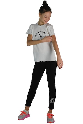 Kız Çocuk Iam Art Yazılı Likralı Siyah Renk Mevsimlik Tayt Siyah