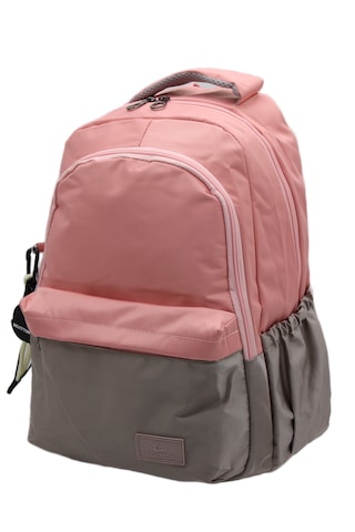Saten Suya Dayanıklı Kumaş Unisex Siyah Okul Sırt Çantası 2200 Siyah Şeffaf - Pembe