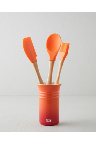 English Home Hecha Silikon 4 Parça Servis Seti 28x32.5x31 Cm X 14.5 Cm Turuncu Turuncu