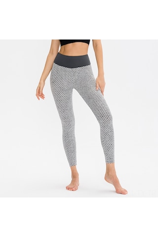 Teltree Gri Yüksek Bel Kalça Geliştirici Honeycomb Yoga Pantolon - Sıcak Su Emici, Daraltıcı Spor Fitness Eşyası 12351 Diğer