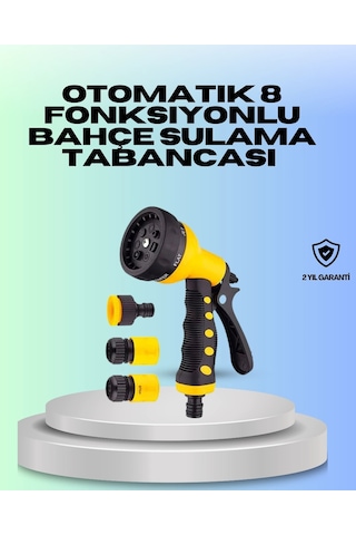 Ayarlanabilir Basınçlı 8 Modlu Bahçe Sulama Tabancası Hortum Atı Çok Renkli