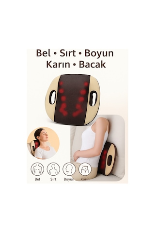 Isıtmalı 3d Yoğurma Masaj Yastığı Bel, Sırt, Boyun Çok Amaçlı Kullanım Bacak, Ev/ofis/araç Siyah
