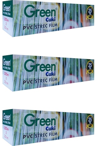 Green Pvc Streç Film Folyo - Gıdaya Uygun - 9 Mikron - 30 X 300 Metre - 3 Paket