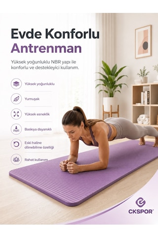 Ckspor 15 Mm Kaymaz Nbr Pilates Matı Taşıma Askılı Yoga Veegzerisiz Minderi Mor