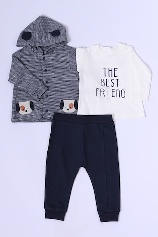 Erkek Bebek 3'lü Takım Köpek Baskılı D44 Lacivert