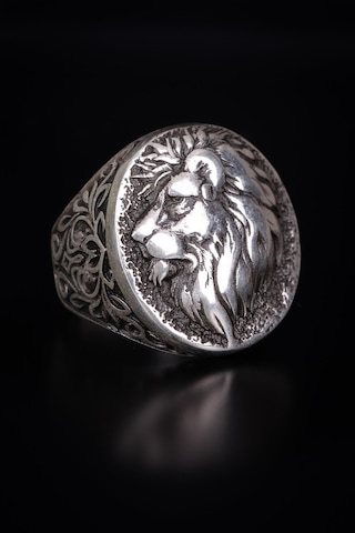 Encili Silver 925 Ayar Gümüş Özel Tasarım Aslan Figürlü Erkek Yüzük Gümüş