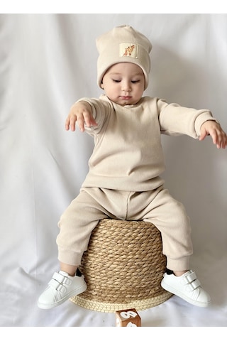 MiaBaby Bereli Üçlü Takım 001 Bej