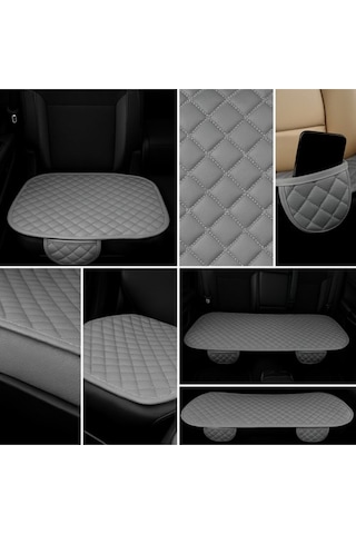 Hyundai Tucson Uyumlu 3 Parça Kapitone Kumaş Minder Gri