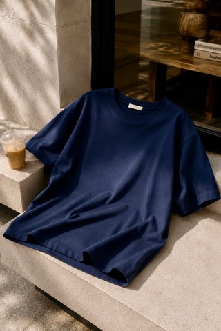 Bbbutikbasic Erkek Oversize Basic Bisiklet Yaka Pamuklu Tişört My3535 Lacivert