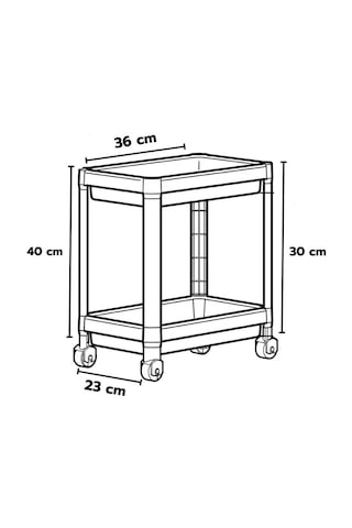 Tezgah Altı Tekerlekli Raf Ünitesi, Siyah
