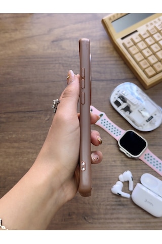 Redmi Note 14 Pro 5g Uyumlu Premium Deri Dokulu Darbelere Karşı Dayanıklı Nazal Silikon Kılıf Kahverengi
