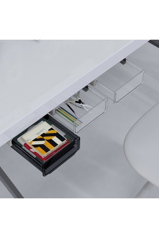 Masa Altı Görünmez Çekmece Kırtasiye Düzenleyici Yurt Masası Alan Tasarrufu Depolama Şeffaf