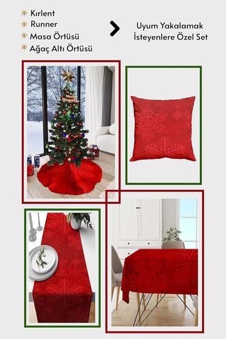 Lexroo Kırmızı Yeniyıl Yılbaşı Noel Christmas Runner Masa Örtüsü 40x140cm Rnr641