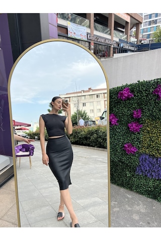 Zr Model Yüksek Bel İnce Kalça Kalem Slim Etek-siyah-187 Siyah