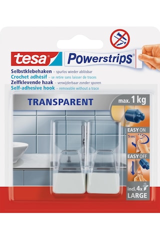 Tesa Powerstrips Şeffaf Askı, Beyaz Diğer