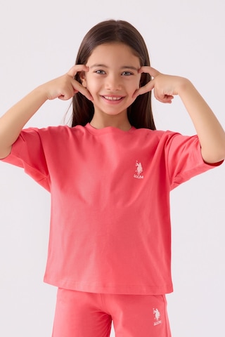 U.S. Polo Assn. Kız Çocuk Pembe Bermuda Takım Us1848-c-v23 Pembe
