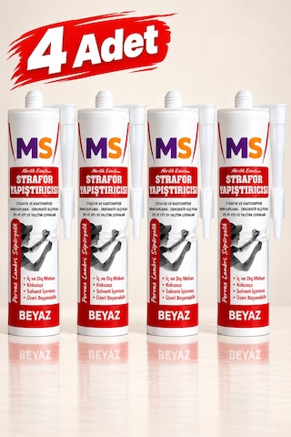 4 Adet Beyaz Strafor Yapıştırıcısı 310 Ml Akrilik Esaslı Kartonpiyer Eps Xps Yapıştırma Tutkalı 480 Gr