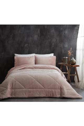 Comfort Yorgan Seti Çift Kişilik Stripe Cappucino Çok Renkli