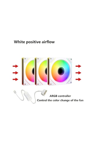 Xuweiwei Beyaz Olumlu 7pro 3 Adet L J 7pro Sasi Isi Dagima Seti 120mm Sessiz Bilgisayar Sogutma Fani Argb Kontrol Cihazi Pwm