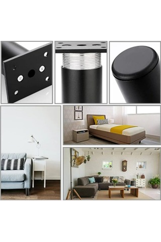 Siyah 4 Mat Mobilya Ayağı, 80 Mm Alüminyum, Tv Sehpası Ayakları, P Diğer