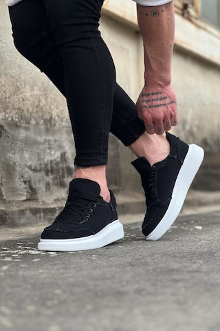 Aymood Jy018 Dexo Erkek Günlük Bağcıklı Kot Kumaş Spor Sneaker Ayakkabı Tbt - Siyah