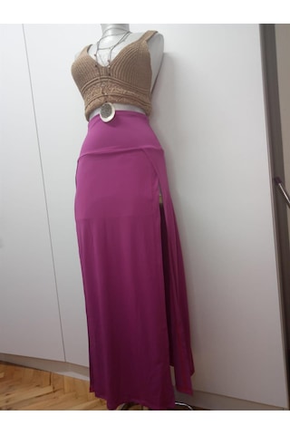 Terry Pau Tp101055 Fuşya Uzun Derin Yırtmaçlı Etek Fuşya