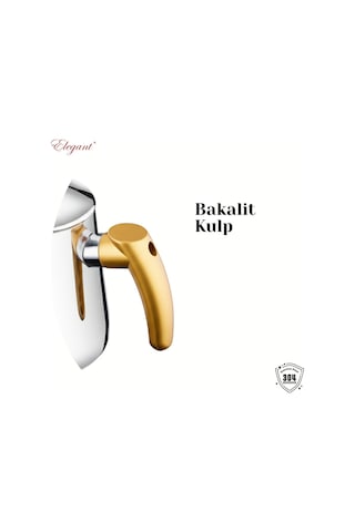Piramit Orta Boy Bakalit Kulplu Çaydanlık Takımı - Altın Altın