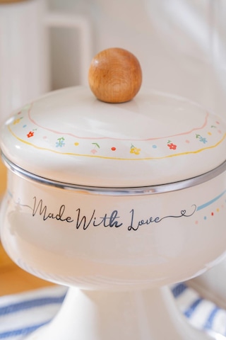 Made With Love Emaye Ayaklı Şekerlik - 12 Cm