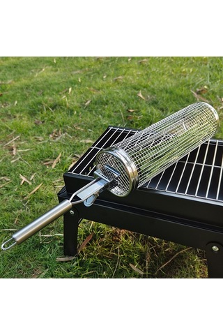 Sones Kulplu Barbekü Kafesi Yükseltme Paslanmaz Çelik Barbekü Sepeti 30cm + Kulp 18cm Çok Renkli