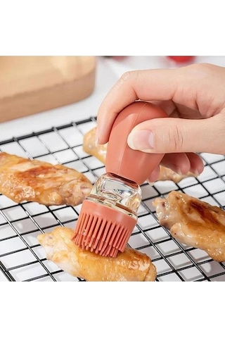 İndecor Houseware Hazneli Silikon Yağ Sos Ve Yumurta Fırçası Yağ Fırçası Yağ Şişesi Pembe 180 Ml Çok Renkli