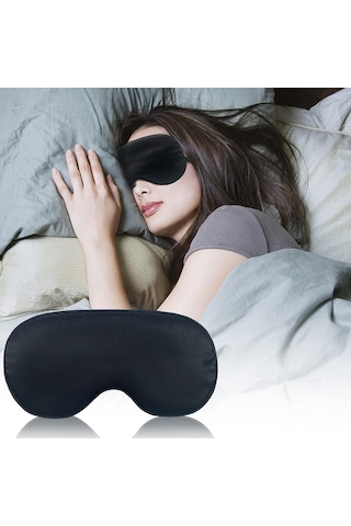 Siyah Uyku Maskesi Işık Geçirmez Göz Bandı Kadın Erkek Siyah
