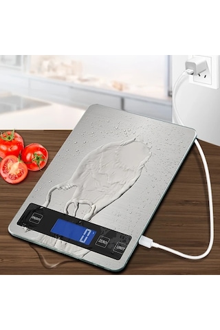 Dashanshop 15kg 1g Hassas Dijital Mutfak Terazisi Usb Sarjli Tare Olmadan Birim Donusumu Genis Platform Meyve Sebze Pisirme Gida Temasina Uygun Saglam Plastik -