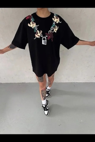 Vexor Baskılı T-shirt Kısa Kol Bisiklet Yaka Regular Rahat Kalıp Günlük Tişört - Siyah