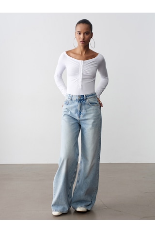 Dilvin 32661 Düğme Detaylı Bodysuit-beyaz Beyaz