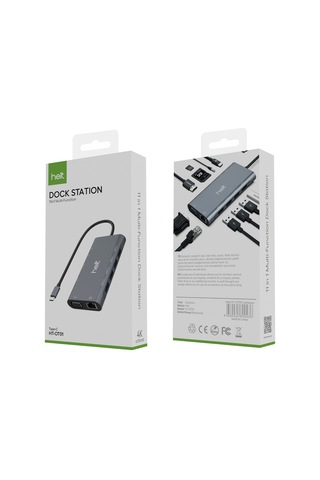 Helt Ht-ot01 Usb + Hdmı + Vga + Type-c + Jack + Ethernet + Sd Kart To Type-c Dönüştürücü Gri