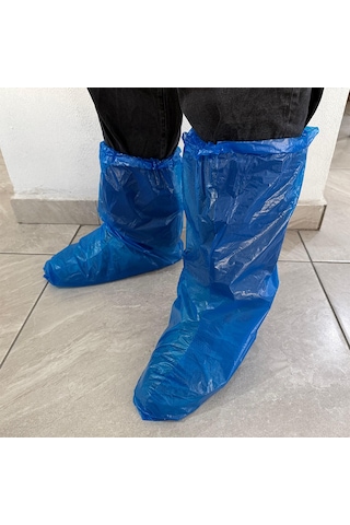 1000 Adet Çizme İçin 60 Mikron Galoş Plastik Kaymayan Sıvı Geçirmez Mavi Uzun Büyük Polietilen