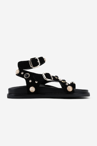 Valmenti Kadın Hakiki Deri Siyah Süet Düz Sandalet 1141 832 Bn Sndlt Y26 Black Suede
