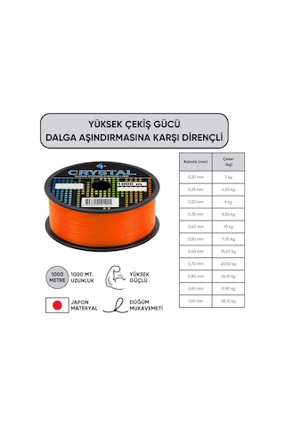 1000 Mt Bobin Misina - Crystal - Turuncu - Ekstra Güçlü - 0,35 Mm