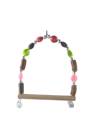 Boncuklu Kafes Kuşu Salıncağı Büyük Boy 17x15 Cm