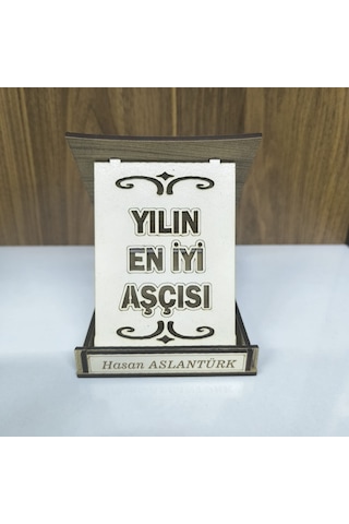Kişiye Özel Yılın En İyi Aşçısı Ahşap Plaket 13.5x9.5x2.5